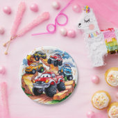 マジカルロードモンスタートラック誕生日 ペーパープレート (パーティー)