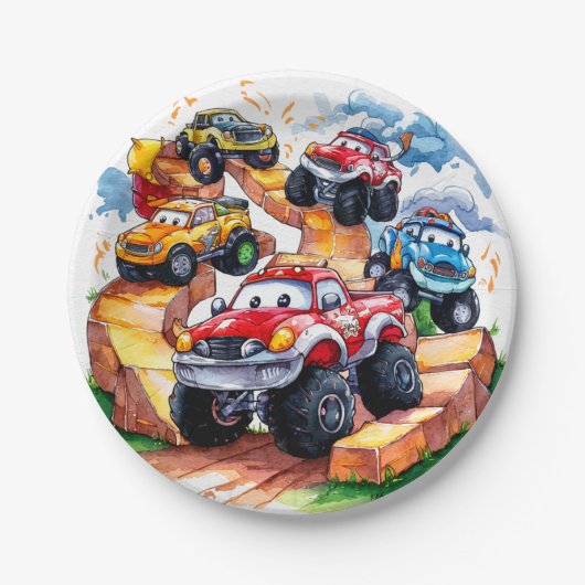 マジカルロードモンスタートラック誕生日 ペーパープレート (正面)
