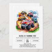 マジカルロードモンスタートラック誕生日 招待状 (正面/裏面)