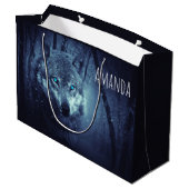 マジカルワイルドウルフアメージングブルーアイズ誕生日 ラージペーパーバッグ (裏面アングル)