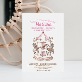 マジカル回転木馬ユニコーン第1子供の誕生日パーティー 招待状