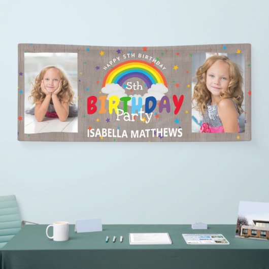マジカル素朴レインボーフォト誕生日 横断幕 (トレードショー)