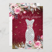 マジカル結婚ズガウンドレスフローラブライダルシャワー 招待状 (正面/裏面)