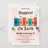 マジカル誕生日モダンガールハッピスト誕生日 招待状 (正面)