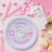 マジカル誕生日ユニコーン射撃、 発砲スター&カップケーキ ペーパープレート (パーティー)