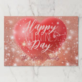 マジカル赤いハートバレンタイン紙ランチョンマット ペーパーパッド (正面)