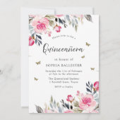 マジカル赤面ピンクガウンドレスフローラキンセアニェラ 招待状 (裏面)