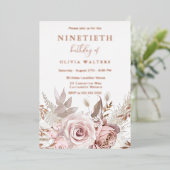 マジカル赤面&バラフローラ90誕生日 箔招待状 (立ち正面)