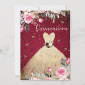 マジカル金ゴールドドレス赤面ピンクフローラキンセアニェラ 招待状 (正面)