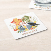 マジカル開花ホグワーツ™クレスト スクエアペーパーコースター (アングル)