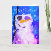 マジカル雪だるまスノーフレークメリークリスマスホリデー カード (正面)