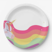 マジカル鮮やかレインボーユニコーン誕生日 ペーパープレート (正面)