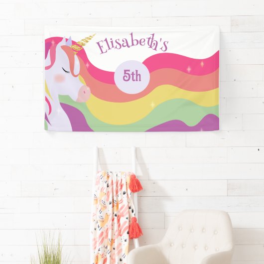 マジカル鮮やかレインボーユニコーン誕生日 横断幕 (インサイチュ)