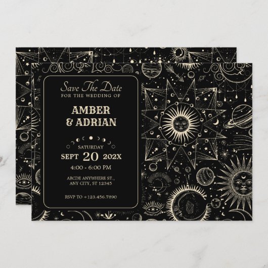 マジカル アストロジー ボーホー セレストリアル ウェディング セーブザデート (正面/裏面)