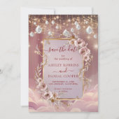 マジカル クリスタル ドロップス ゴールド アクセント Save The Date 招待状 (正面)