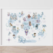 マジカル シー ワールド, 人魚, ナイト, 世界地図 ポスター