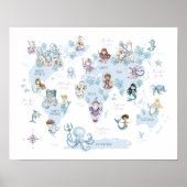 マジカル シー ワールド, 人魚, ナイト, 世界地図 ポスター (正面)