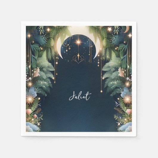 マジカル ドリーム ミスティカル スターズ ムーン ブライズ シャワー スタンダードカクテルナプキン (正面)