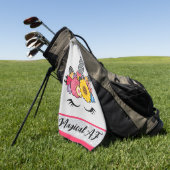 マジカルAFユニコーンシルバーグリッターフラワークラウン ゴルフタオル (グリーン)