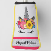 マジカルAFユニコーンシルバーグリッターフラワークラウン ゴルフヘッドカバー (回転90)