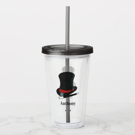 マジシャスハットと魔法ウォンドパーソナライズされた アクリルタンブラー (正面)