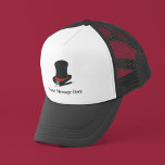 マジシャスハットと魔法ウォンドパーソナライズされた キャップ<br><div class="desc">名前またはカスタムメッセージを追加しパーソナライズされたて、任意の年齢のマジシャンに最適なギフトを作成する。このトラック運転手の帽子は、魔法の帽子の黒と赤のリアルなスタイルイラストレーションを持ち、魔法は黒と白のグラフィックの下に名前を付けた。</div>
