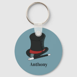 マジシャスハットと魔法ウォンドパーソナライズされた キーホルダー