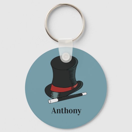 マジシャスハットと魔法ウォンドパーソナライズされた キーホルダー (正面)