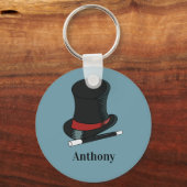 マジシャスハットと魔法ウォンドパーソナライズされた キーホルダー (正面)