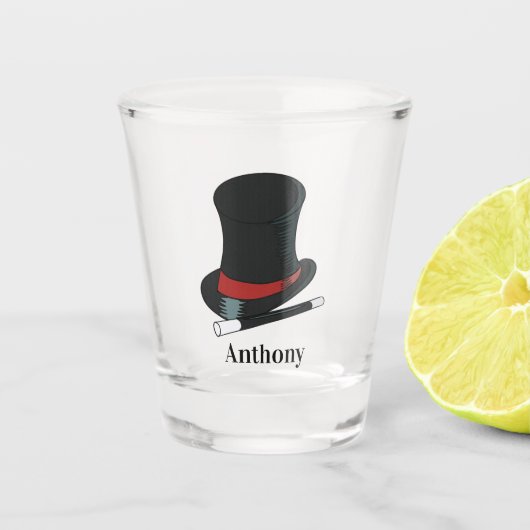マジシャスハットと魔法ウォンドパーソナライズされた ショットグラス (正面)