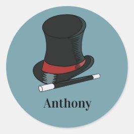 マジシャスハットと魔法ウォンドパーソナライズされた ラウンドシール