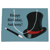 マジシャスハットと魔法ウォンドパーソナライズされた ラージペーパーバッグ (正面)