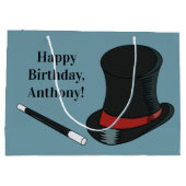 マジシャスハットと魔法ウォンドパーソナライズされた ラージペーパーバッグ (裏面)