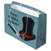 マジシャスハットと魔法ウォンドパーソナライズされた ラージペーパーバッグ (裏面アングル)