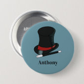 マジシャスハットと魔法ウォンドパーソナライズされた 缶バッジ (正面&裏面)