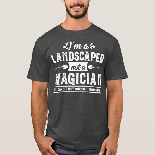 マジシャンおもしろいランドスキャパー造園芝刈り機 Tシャツ (正面)