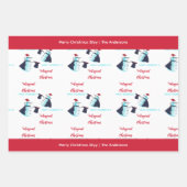 マジシャンおもしろい雪だるまサンタハットパターンクリスマス ラッピングペーパーシート (正面)