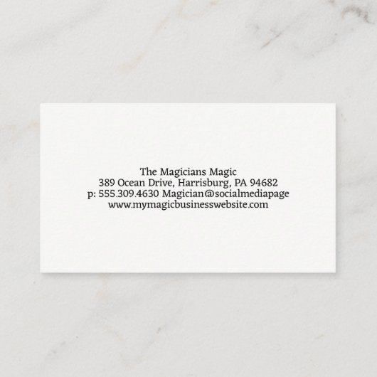 マジシャンでカードトリックを実行 名刺 (裏面)