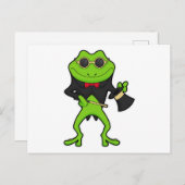 マジシャンに変身したカエル　魔法の杖と帽子付き ポストカード (正面/裏面)
