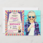 マジシャンの誕生日パーティー招待状 マジックショー 招待状 (正面)