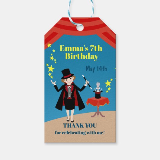 マジシャンガールショーバースデーパーティー ギフトタグ (正面)