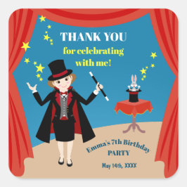 マジシャンガールショーバースデーパーティー スクエアシール