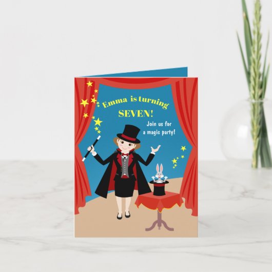 マジシャンガールショー誕生日パーティー 招待状 (正面)