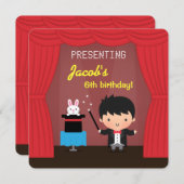 マジシャンキッズ魔法バースデーパーティ招待状 招待状 (正面/裏面)