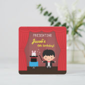 マジシャンキッズ魔法バースデーパーティ招待状 招待状 (スタンド正面)