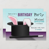 マジシャンズハット – 子供の誕生日パーティの招待状 招待状 (正面/裏面)