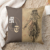 マジシャンタロットカードアートモノグラム装飾用クッション クッション (ブランケット)