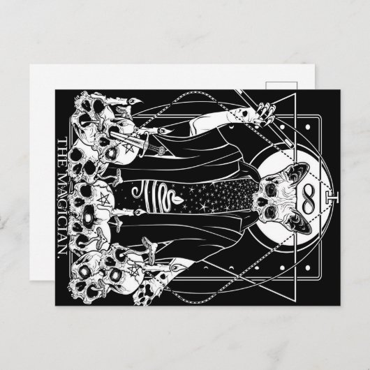 マジシャンタロットカード |かわいい猫デザイン シーズンポストカード (正面/裏面)