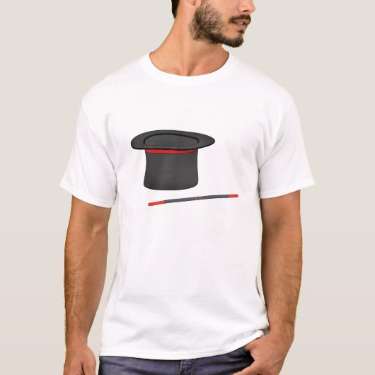 マジシャントップハットと魔法杖 Tシャツ (正面)