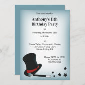 マジシャンハット魔法ショーオールドキッズパーティー 招待状 (正面/裏面)